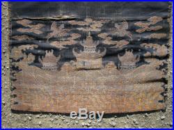 Antique Chinese chair cover silk and gold thread brocade dragon 19thC 19x63in