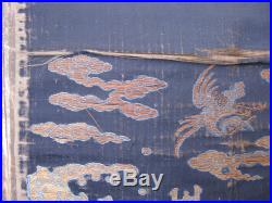 Antique Chinese chair cover silk and gold thread brocade dragon 19thC 19x63in