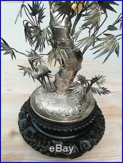 Antique Chinese export silver mother-of-pearl dragon centrepiece Yung Lei c. 1905