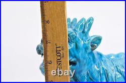Antique, Chinese, glazed ceraamic. Blue. Dragon, Fu lion figurine, 8 x 7.5 inch