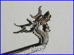 Antique Chinese hairpin with dragon head and two pins (3266)