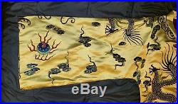 Antique Chinese hand embroidered silk robe Dragon Clouds