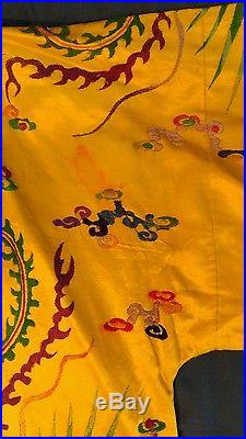 Antique Chinese hand embroidered silk robe Dragon Flowers