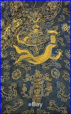 Antique Chinese hand embroidered silk robe shear Dragon