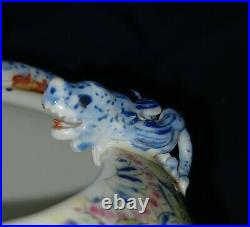 Antique Chinese millefleur Dragon & Bat bowl Brush Washer gorgeous! Signed