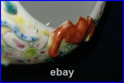 Antique Chinese millefleur Dragon & Bat bowl Brush Washer gorgeous! Signed