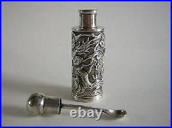 Antique Chinese silver CES Spice bottle Dragons (5783)