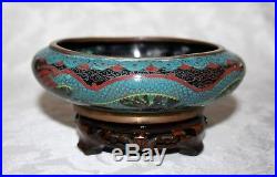 Antique Colourful Chinese Qing Dynasty Cloisonne Dragon Bowl