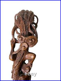 Antique Dragon Chinese Box-Wood Scecpture Ruyi Sceptre 19 Rare Read Description