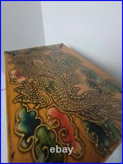 Antique Dragon Chinese Wodden Box Chest Medium Painted decorations storage