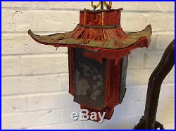 Antique Early 20th Century Chinese Exotic Wood Carved Dragon Lamp