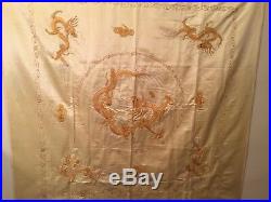 Antique Early 20th Chinese Vietnamese Embroidered Silk Panel Dragon Embroidery