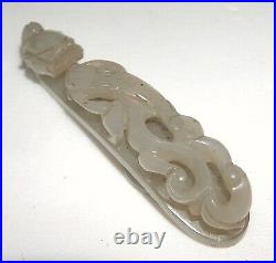Antique Early Chinese Dynasty Hand Carved Jade Belt Buckle Dragon, Footed Animal