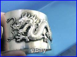 Antique Estate Silver Sterling Silver Chinese Export 1910 Dragon Napkin Ring