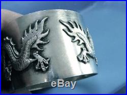 Antique Estate Silver Sterling Silver Chinese Export 1910 Dragon Napkin Ring