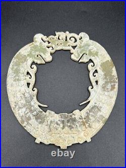 Antique Exceedingly Rare And Finely Detailed Chinese Jade Dragon Plaque