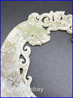 Antique Exceedingly Rare And Finely Detailed Chinese Jade Dragon Plaque