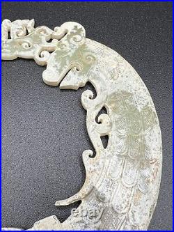 Antique Exceedingly Rare And Finely Detailed Chinese Jade Dragon Plaque