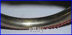 Antique Export Chinese Hallmarked Silver & Coral Double Dragon Head Bangle