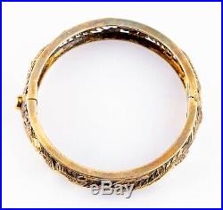 Antique Fine Chinese 14k Gold Bangle Bracelet with Dragon and Phoenix 7 37.9g