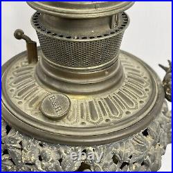 Antique Gilt Dragon Kerosene Oil Lamp Oriental Chinese Japan Bradley & Hubbard