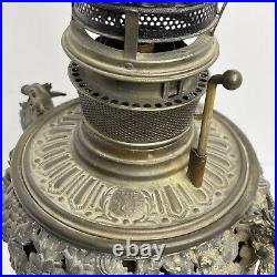 Antique Gilt Dragon Kerosene Oil Lamp Oriental Chinese Japan Bradley & Hubbard
