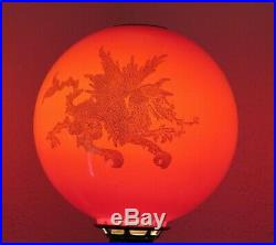 Antique Gold Chinese Dragon Red Glass Parlor Floor Lamp (SHADE) NICE
