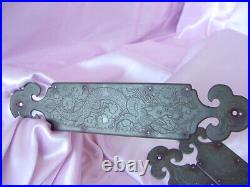 Antique Group Chinese Etched Bronze Cabinet Trim Hardware Dragon Birds Flower