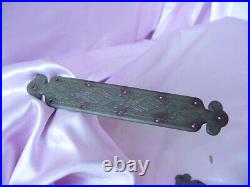 Antique Group Chinese Etched Bronze Cabinet Trim Hardware Dragon Birds Flower