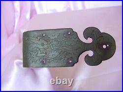 Antique Group Chinese Etched Bronze Cabinet Trim Hardware Dragon Birds Flower