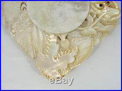 Antique Hand Carved Mother of Pearl, Chinese Dragon, Caviar Dish Sculpture, NR