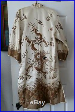 Antique Hand Embroidered Silk Chinese 5 Claw Dragon Court Robe