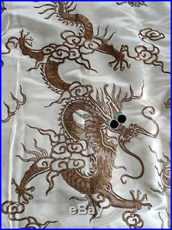 Antique Hand Embroidered Silk Chinese 5 Claw Dragon Court Robe