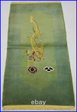 Antique Handmade Chinese Dragon Tibetan Art Deco Oriental Wool Rug Carpet 169x90