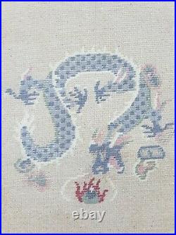 Antique Handmade Chinese Dragon Tibetan Art Deco Wool Meditation Rug 89x62cm