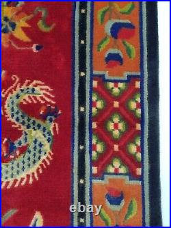 Antique Handmade Chinese Dragon Tibetan Art Deco Wool Oriental Rug Carpet 172x93