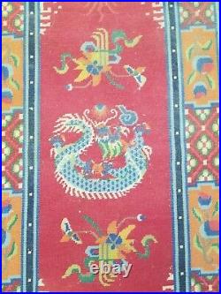 Antique Handmade Chinese Dragon Tibetan Art Deco Wool Oriental Rug Carpet 172x93