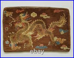 Antique Handmade Chinese Dragon Tibetan Art Deco Wool Rug Cushion Cover 58x38cm