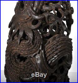 Antique Imperial Chinese carved rosewood dragon statue Qing dynasty 1750