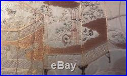 Antique Large 19thc Chinese Silk Embroidery Panel Needlework Qing / Dragons