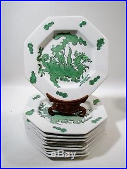 Antique Masons Ironstone Chinese Green Dragon 10 Octagonal Plates Chinoiserie