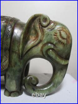 Antique Old 19th Century 1800's CHINESE Qing Dynasty Green Jade Dragon ELEPHANT