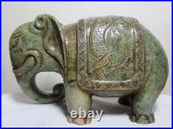 Antique Old 19th Century 1800's CHINESE Qing Dynasty Green Jade Dragon ELEPHANT