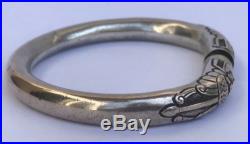 Antique Old Chinese Sterling Silver Split Bangle Bracelet Dragon Head 55 Grams