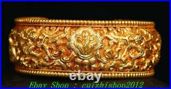 Antique Old Tibetan Copper Gold Fengshui Zodiac Dragon Jewelry Bracelet Bangle