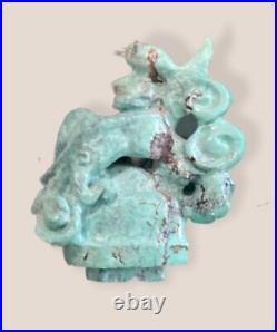Antique Pot Chinese Dragons Turquoise Statue Decor Art Lid Rare Old 20th