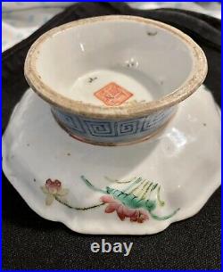 Antique Qianlong 18th century Chinese Dragon & Floral Porcelain Footed Bowl