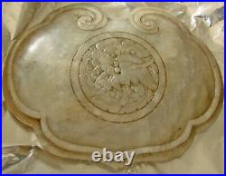 Antique Qing Chinese Carved Alabaster Scholar's Dragon Paperweight Scroll Weight