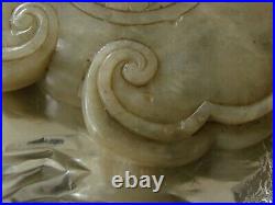 Antique Qing Chinese Carved Alabaster Scholar's Dragon Paperweight Scroll Weight