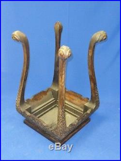 Antique Qing Chinese Hong Mu Carved Wood Dragon Motif Jardiniere Stand